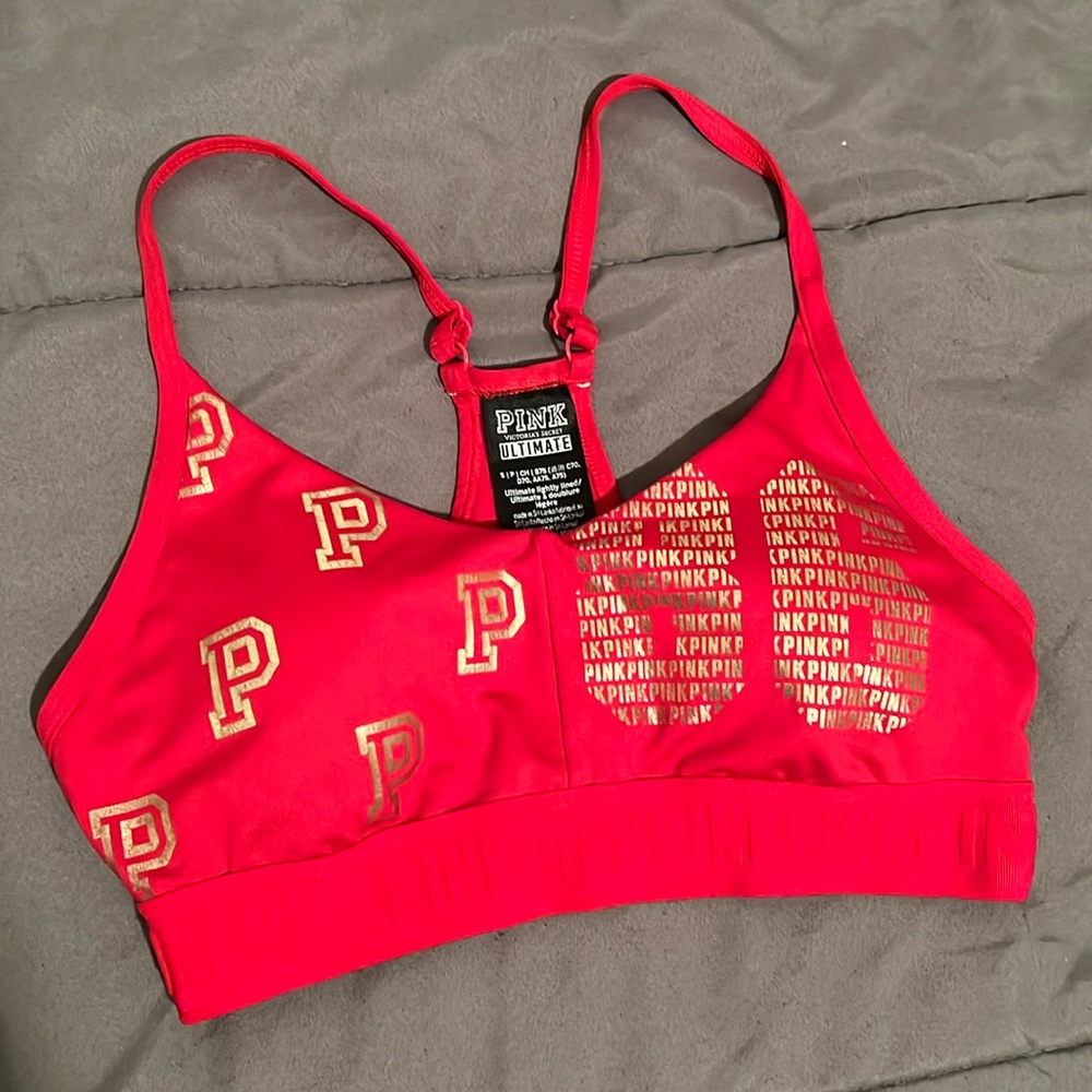 PINK sports bra size small used good condition color red